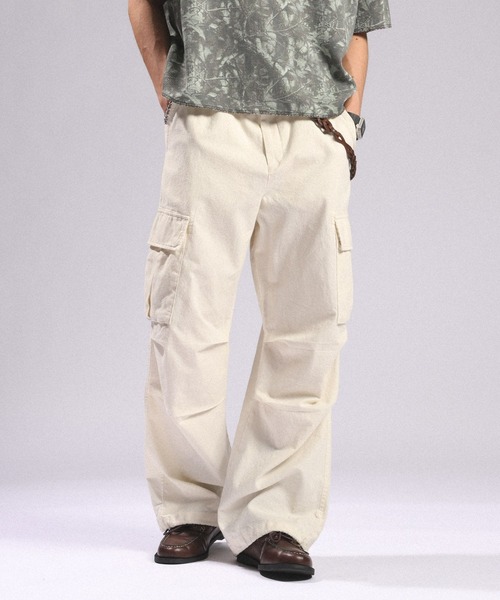 RAGEBLUE（レイジブルー）の「Cotton Linen Easy Cargo Pants/綿麻カーゴイージーパンツ（カーゴパンツ・メンズ・ブラック/ホワイト/ライトグリーン・MEDIUM/LARGE）」の7枚目の写真