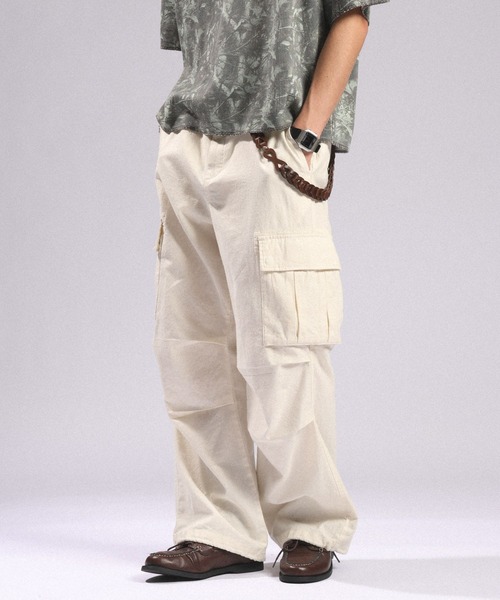RAGEBLUE（レイジブルー）の「Cotton Linen Easy Cargo Pants/綿麻カーゴイージーパンツ（カーゴパンツ・メンズ・ブラック/ホワイト/ライトグリーン・MEDIUM/LARGE）」の6枚目の写真