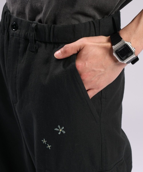 RAGEBLUE（レイジブルー）の「Cotton Linen Easy Cargo Pants/綿麻カーゴイージーパンツ（カーゴパンツ・メンズ・ブラック/ホワイト/ライトグリーン・MEDIUM/LARGE）」の4枚目の写真