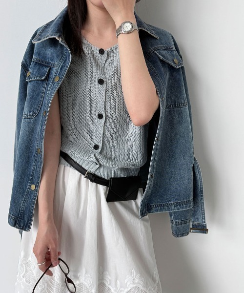 semplice(センプリチェ)の「ベルト付き デニムジャケット(デニムジャケット・レディース・ブルー・L/M)」の2枚目の写真