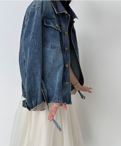 semplice(センプリチェ)の「ベルト付き デニムジャケット(デニムジャケット・レディース・ブルー・L/M)」の8枚目の写真