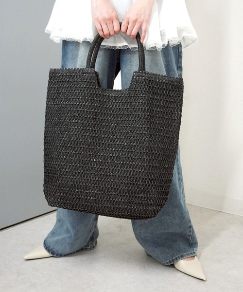 gossara(ゴサラ)の「【昨年即完した人気商品】ハンドルペーパートート(かごバッグ・レディース・ベージュ/ブラック/ブラウン・FREE)」の2枚目の写真