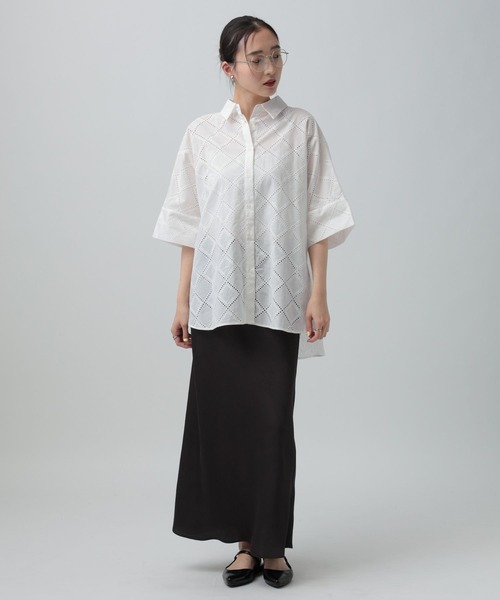 LEPSIM(レプシィム)の「ハーフスリーブ刺繍シャツチュニック 664007(シャツ/ブラウス・レディース・ブラウン/ブラック/オフホワイト・FREE)」の7枚目の写真