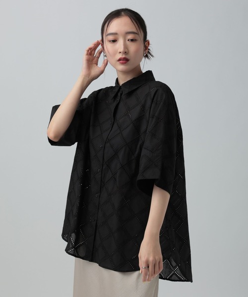 LEPSIM(レプシィム)の「ハーフスリーブ刺繍シャツチュニック 664007(シャツ/ブラウス・レディース・ブラウン/ブラック/オフホワイト・FREE)」の11枚目の写真