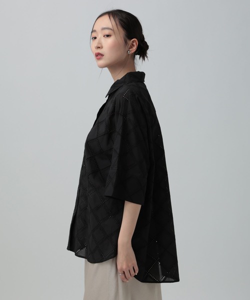 LEPSIM(レプシィム)の「ハーフスリーブ刺繍シャツチュニック 664007(シャツ/ブラウス・レディース・ブラウン/ブラック/オフホワイト・FREE)」の12枚目の写真