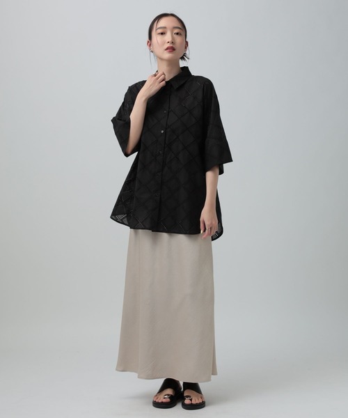 LEPSIM(レプシィム)の「ハーフスリーブ刺繍シャツチュニック 664007(シャツ/ブラウス・レディース・ブラウン/ブラック/オフホワイト・FREE)」の13枚目の写真
