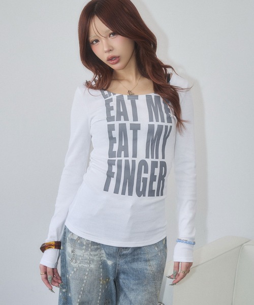 d.i.a.(ダイヤ)の「バックオープンロゴロンT(Tシャツ/カットソー・レディース・ホワイト/グリーン/ブラック・FREE)」の4枚目の写真