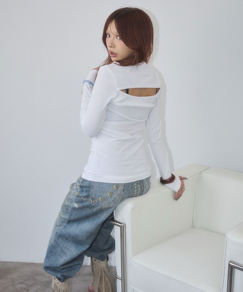 d.i.a.(ダイヤ)の「バックオープンロゴロンT(Tシャツ/カットソー・レディース・ホワイト/グリーン/ブラック・FREE)」の22枚目の写真