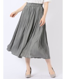 m.f.editorial | 【フェミニン プリーツ】チャームベリーチック/CHRM BERRY TIC サテン ロング スカート(スカート)