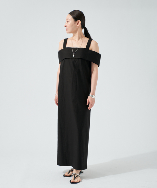 VERMEIL par iena（ヴェルメイユパーイエナ）の「cotton back satin ワンピース（ワンピース・レディース・ブラック/キャメル・38/36）」の3枚目の写真