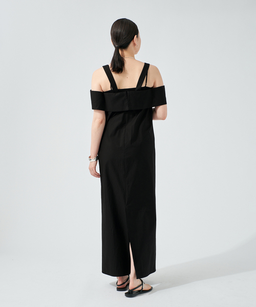 VERMEIL par iena（ヴェルメイユパーイエナ）の「cotton back satin ワンピース（ワンピース・レディース・ブラック/キャメル・38/36）」の5枚目の写真