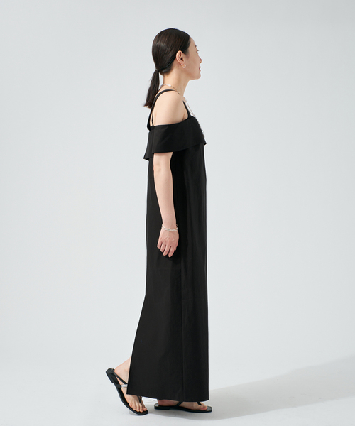 VERMEIL par iena（ヴェルメイユパーイエナ）の「cotton back satin ワンピース（ワンピース・レディース・ブラック/キャメル・38/36）」の6枚目の写真