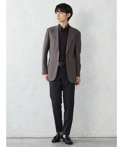 Perfect Suit FActory(パーフェクトスーツファクトリー)の「【通気性/軽量/快適/吸水速乾ジャケット】「羽衣を纏う」バスケットメッシュ調ジャケット M.グレー/サックス/ネイビー(テーラードジャケット・メンズ・グレー/ネイビー/サックスブルー・S/M/L/LL)」の5枚目の写真