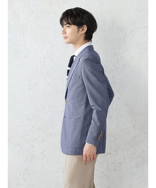 Perfect Suit FActory(パーフェクトスーツファクトリー)の「【通気性/軽量/快適/吸水速乾ジャケット】「羽衣を纏う」バスケットメッシュ調ジャケット M.グレー/サックス/ネイビー(テーラードジャケット・メンズ・グレー/ネイビー/サックスブルー・S/M/L/LL)」の9枚目の写真