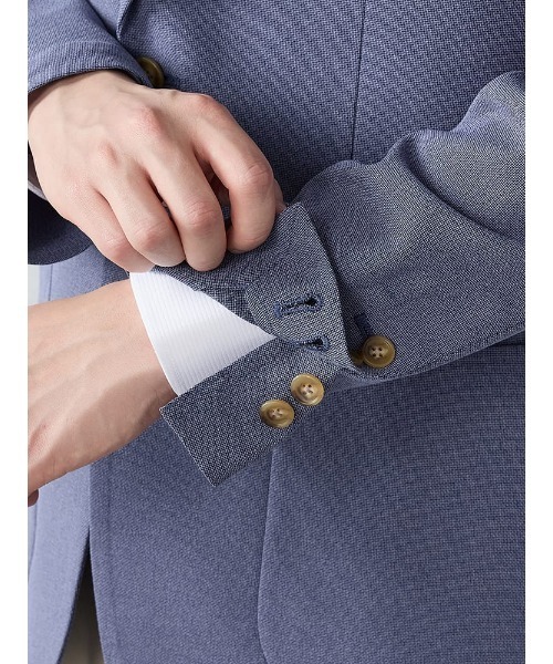 Perfect Suit FActory(パーフェクトスーツファクトリー)の「【通気性/軽量/快適/吸水速乾ジャケット】「羽衣を纏う」バスケットメッシュ調ジャケット M.グレー/サックス/ネイビー(テーラードジャケット・メンズ・グレー/ネイビー/サックスブルー・S/M/L/LL)」の12枚目の写真