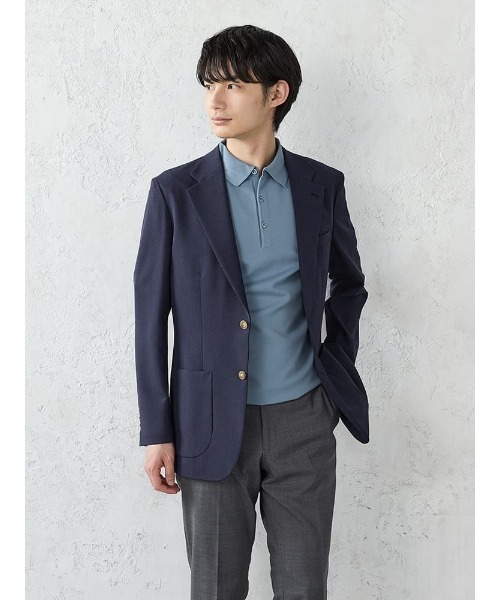 Perfect Suit FActory(パーフェクトスーツファクトリー)の「【通気性/軽量/快適/吸水速乾ジャケット】「羽衣を纏う」バスケットメッシュ調ジャケット M.グレー/サックス/ネイビー(テーラードジャケット・メンズ・グレー/ネイビー/サックスブルー・S/M/L/LL)」の18枚目の写真