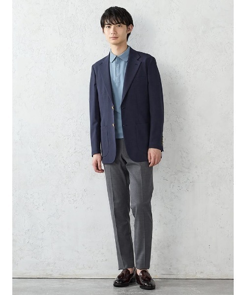 Perfect Suit FActory(パーフェクトスーツファクトリー)の「【通気性/軽量/快適/吸水速乾ジャケット】「羽衣を纏う」バスケットメッシュ調ジャケット M.グレー/サックス/ネイビー(テーラードジャケット・メンズ・グレー/ネイビー/サックスブルー・S/M/L/LL)」の19枚目の写真