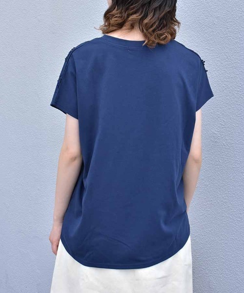Bleu Bleuet(ブルーブルーエ)の「フラワー3D刺繍Tシャツ26NO1(Tシャツ/カットソー・レディース・ホワイト/ネイビー/ピンク・FREE)」の13枚目の写真