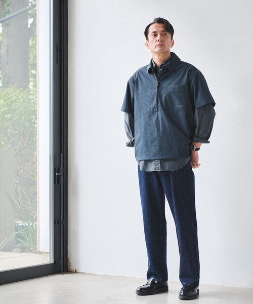 別注】＜Marmot＞ハーフジップ 半袖 シャツ -はっ水-（シャツ/ブラウス