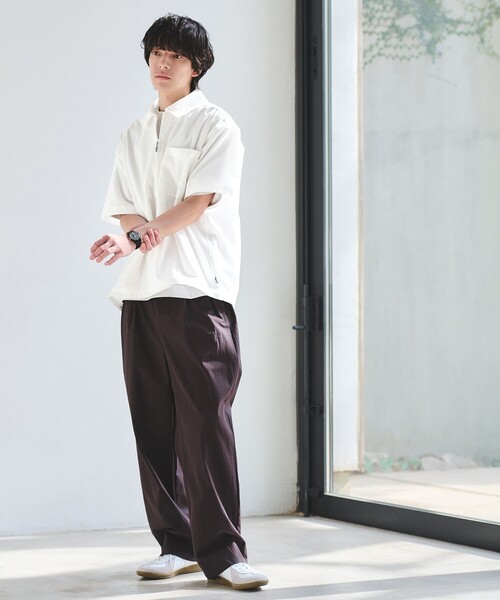 MARMOT(マーモット)の「【別注】<Marmot>ハーフジップ 半袖 シャツ -はっ水-(シャツ/ブラウス・メンズ・ホワイト/ネイビー・M/L)」の4枚目の写真
