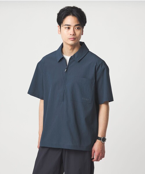 MARMOT(マーモット)の「【別注】<Marmot>ハーフジップ 半袖 シャツ -はっ水-(シャツ/ブラウス・メンズ・ホワイト/ネイビー・M/L)」の5枚目の写真
