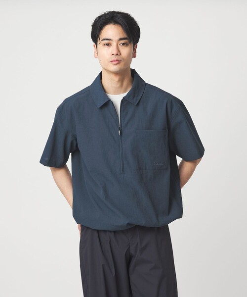 MARMOT(マーモット)の「【別注】<Marmot>ハーフジップ 半袖 シャツ -はっ水-(シャツ/ブラウス・メンズ・ホワイト/ネイビー・M/L)」の6枚目の写真