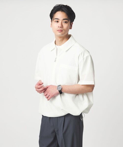 MARMOT(マーモット)の「【別注】<Marmot>ハーフジップ 半袖 シャツ -はっ水-(シャツ/ブラウス・メンズ・ホワイト/ネイビー・M/L)」の9枚目の写真