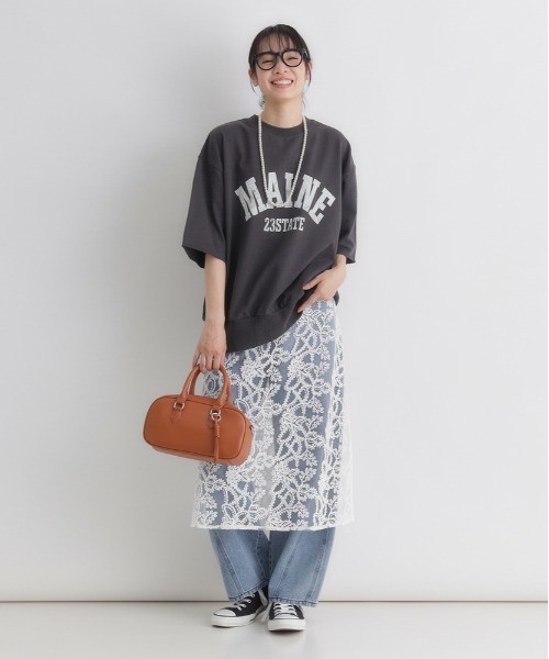 Right-on(ライトオン)の「【HONEYSUCKLE ROSE】レースラップスカート (レイヤード / シアー / リボン / 透け感 / 重ね着)(スカート・レディース・ホワイト/ブラック・フリー)」の6枚目の写真