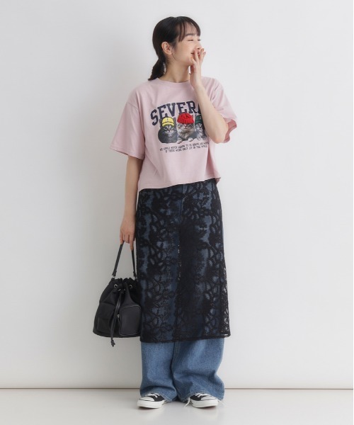 Right-on(ライトオン)の「【HONEYSUCKLE ROSE】レースラップスカート (レイヤード / シアー / リボン / 透け感 / 重ね着)(スカート・レディース・ホワイト/ブラック・フリー)」の12枚目の写真