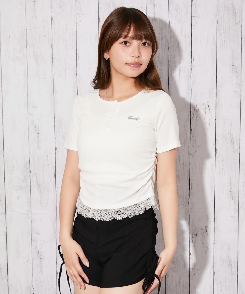 GORGE(ゴージ)の「《裾レースレイヤード》リブカットソー フェミ 春夏秋全4色(Tシャツ/カットソー・レディース・ブラック/オフホワイト/グレー/チャコール・F)」の10枚目の写真