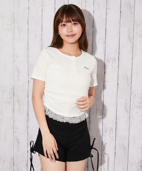 GORGE(ゴージ)の「《裾レースレイヤード》リブカットソー フェミ 春夏秋全4色(Tシャツ/カットソー・レディース・ブラック/オフホワイト/グレー/チャコール・F)」の11枚目の写真