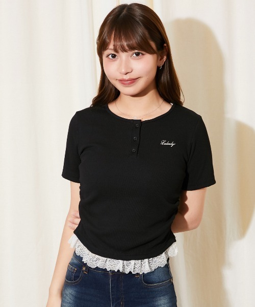 GORGE(ゴージ)の「《裾レースレイヤード》リブカットソー フェミ 春夏秋全4色(Tシャツ/カットソー・レディース・ブラック/オフホワイト/グレー/チャコール・F)」の13枚目の写真