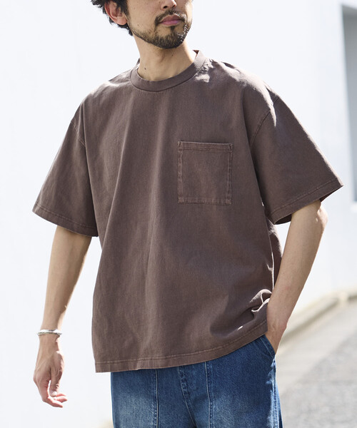 FREAK'S STORE(フリークスストア)の「HEAVY WEIGHT/ヘビーウェイト ピグメント ショートスリーブ クルーネック ポケットTシャツ/10.5オンス(Tシャツ/カットソー・メンズ・チャコールグレー/オリーブ/ピンク/ブラウン・LARGE/SMALL/MEDIUM)」の2枚目の写真
