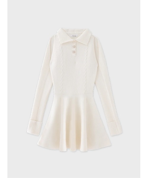 Polo collar cable knit ensemble mini onepiece(eme10826