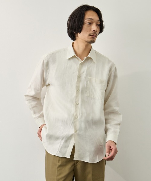 FUJI(フジ)の「【FUJI/フジ】LINEN STANDARD SHIRT(シャツ/ブラウス・メンズ・オフホワイト/ブラウン・5/4)」の2枚目の写真