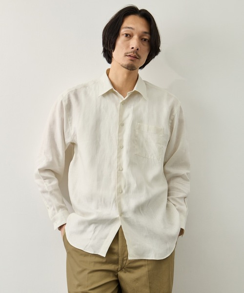 FUJI(フジ)の「【FUJI/フジ】LINEN STANDARD SHIRT(シャツ/ブラウス・メンズ・オフホワイト/ブラウン・5/4)」の3枚目の写真