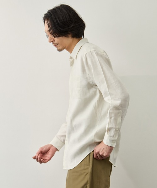 FUJI(フジ)の「【FUJI/フジ】LINEN STANDARD SHIRT(シャツ/ブラウス・メンズ・オフホワイト/ブラウン・5/4)」の4枚目の写真