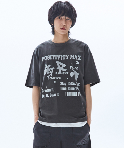 RAIMENT(レイメント)の「ピースピグメントプリント半袖Tシャツ_チャコール(Tシャツ/カットソー・メンズ・その他・SMALL/MEDIUM/LARGE)」の1枚目の写真