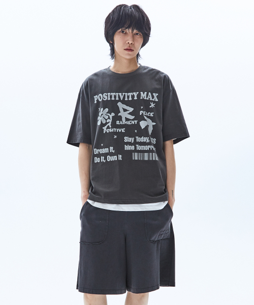 RAIMENT(レイメント)の「ピースピグメントプリント半袖Tシャツ_チャコール(Tシャツ/カットソー・メンズ・その他・SMALL/MEDIUM/LARGE)」の2枚目の写真