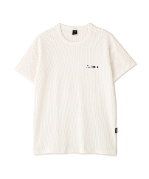 AVIREX(アヴィレックス)の「《WEB&DEPOT限定》WAFFLE CREW LOGO T-SHIRT / 半袖 ワッフル クルーネック ロゴ Tシャツ / AVIREX / アヴィレックス(Tシャツ/カットソー・メンズ・グリーン系カモフラージュ/ネイビー/ブラック/ホワイト/グレー系カモフラージュ/オリーブ・X-LARGE/SMALL/MEDIUM/XX-LARGE/LARGE)」の2枚目の写真