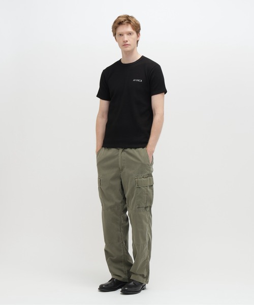 AVIREX(アヴィレックス)の「《WEB&DEPOT限定》WAFFLE CREW LOGO T-SHIRT / 半袖 ワッフル クルーネック ロゴ Tシャツ / AVIREX / アヴィレックス(Tシャツ/カットソー・メンズ・グリーン系カモフラージュ/ネイビー/ブラック/ホワイト/グレー系カモフラージュ/オリーブ・X-LARGE/SMALL/MEDIUM/XX-LARGE/LARGE)」の9枚目の写真