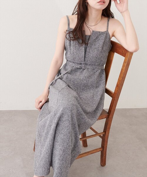 natural couture（ナチュラルクチュール）の「フロントスリットキャミワンピース（ワンピース・レディース・グレー/ブラック/ホワイト系その他/ミント・FREE）」の4枚目の写真