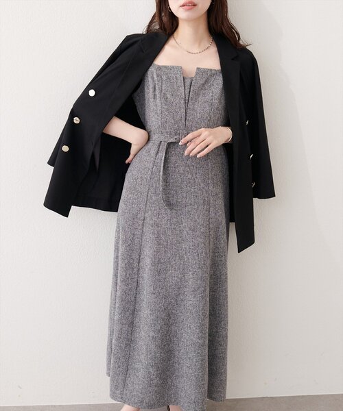 natural couture（ナチュラルクチュール）の「フロントスリットキャミワンピース（ワンピース・レディース・グレー/ブラック/ホワイト系その他/ミント・FREE）」の13枚目の写真