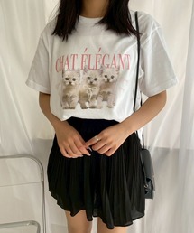CATピンクリボン半袖Tシャツ