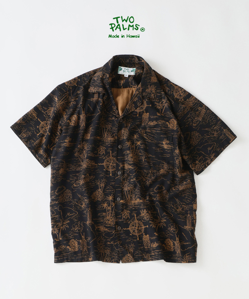 TWO PALMS(トゥーパームス)の「TWO PALMS / トゥーパームス 別注 オーバーダイ アロハシャツ(シャツ/ブラウス・メンズ・ブラック/ウッド/チョコ・MEDIUM/LARGE)」の1枚目の写真