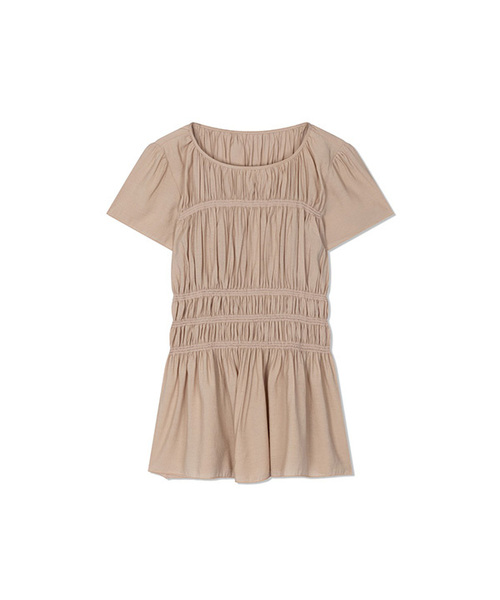 Yuje(ユジェ)の「SHIRRING BLOUSE (3color)(シャツ/ブラウス・レディース・ピンクベージュ/ブラック/ホワイト・FREE)」の3枚目の写真