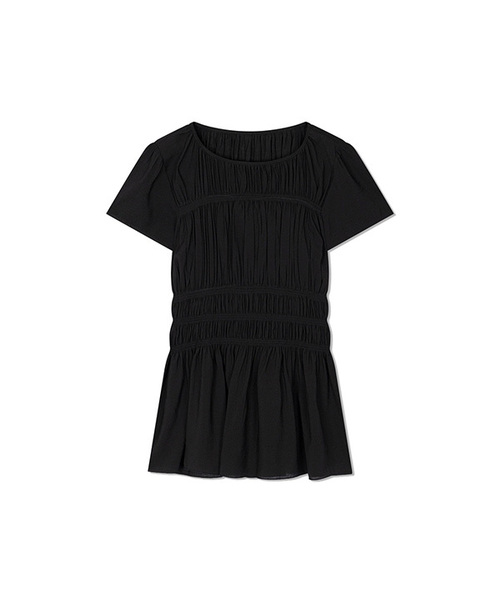 Yuje(ユジェ)の「SHIRRING BLOUSE (3color)(シャツ/ブラウス・レディース・ピンクベージュ/ブラック/ホワイト・FREE)」の2枚目の写真