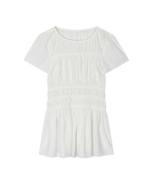 Yuje(ユジェ)の「SHIRRING BLOUSE (3color)(シャツ/ブラウス・レディース・ピンクベージュ/ブラック/ホワイト・FREE)」の10枚目の写真