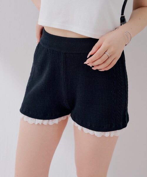セットアップ対応】レースレイヤードニットショートパンツ（その他