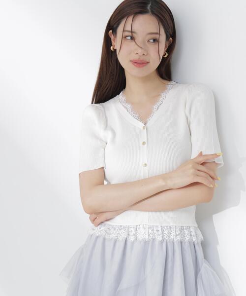 PROPORTION BODY DRESSING(プロポーションボディドレッシング)の「【カーキ追加生産】レースレイヤード風リブニット / 1216270604(ニット/セーター・レディース・カーキ/ホワイト系その他/ピンク・FREE)」の8枚目の写真
